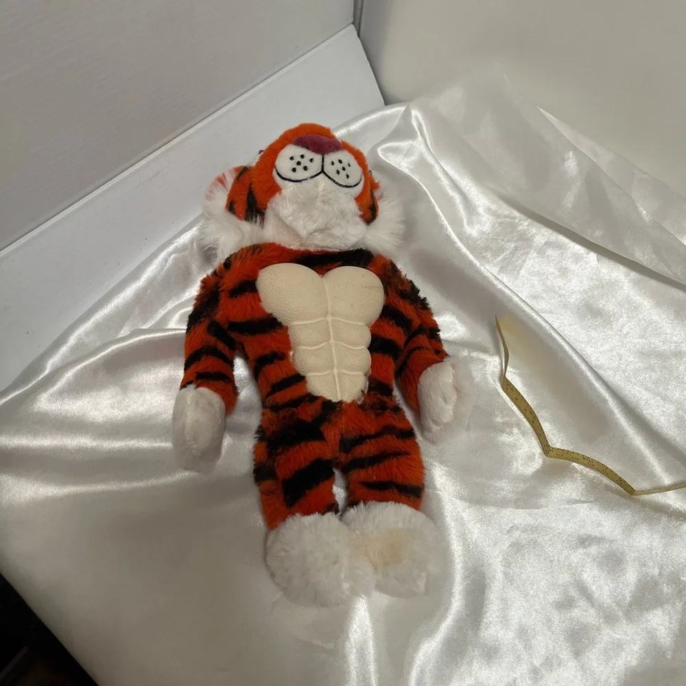 Tiger Plush dog Toy - Orange and White